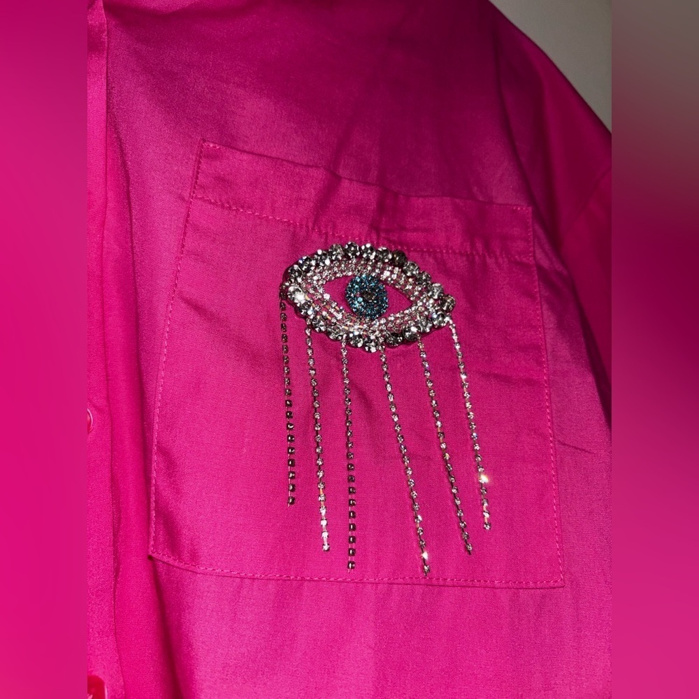 Evil eye cropped shirt NWT - Picture 2 of 3